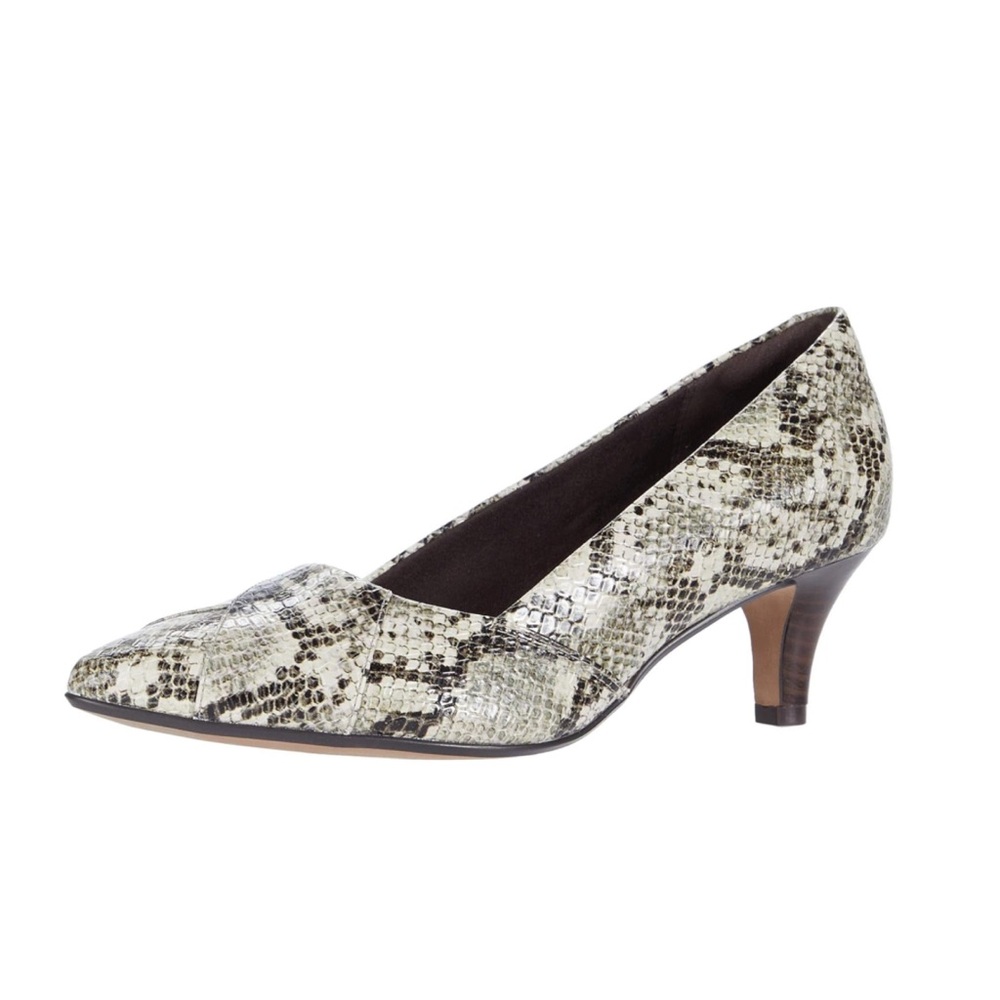 Clarks Women’s Linvale Snakeskin Leather Comfort Pumps